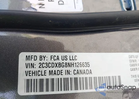 2022 Dodge Charger Sxt Rwd из США, поврежденный, VIN 2C3CDXBG8NH126635